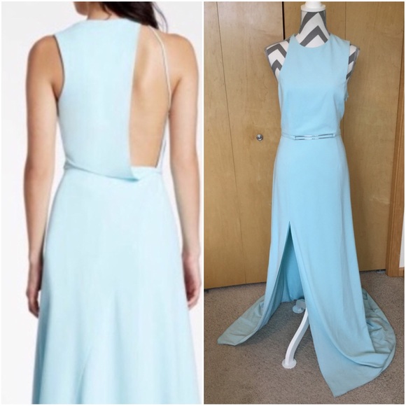 Halston sleeveless CREPE GOWN WITH BACK DRAPE - Picture 2 of 8